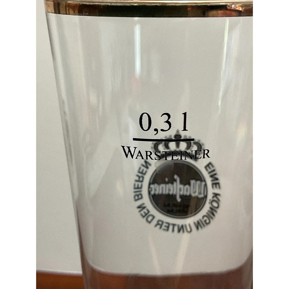Warsteiner‎ Pilsner Beer Glasses Set of 2 Gold Rim 0.3L German Stemmed Barware